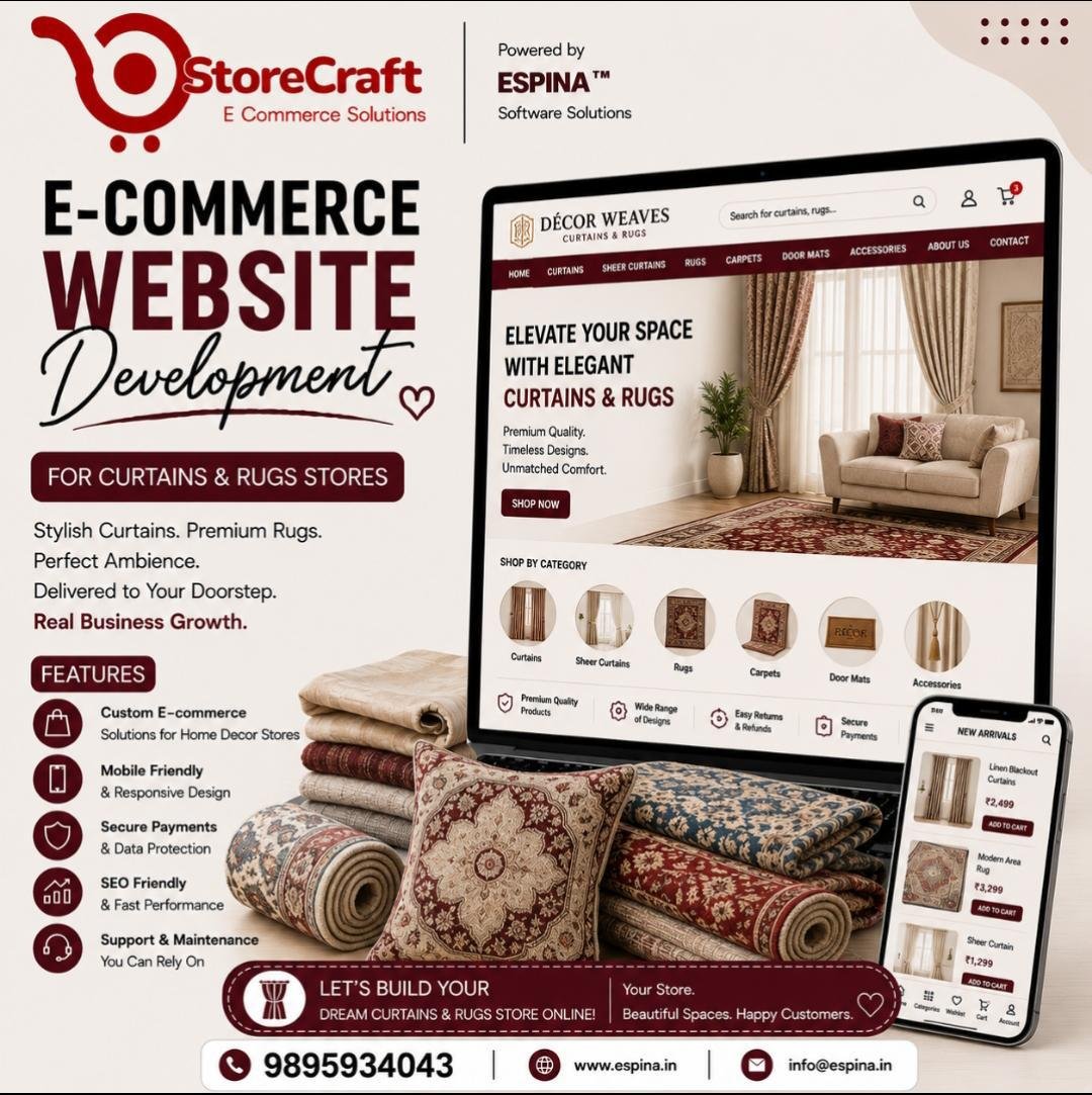 E-commerce website development for curtain and rug store