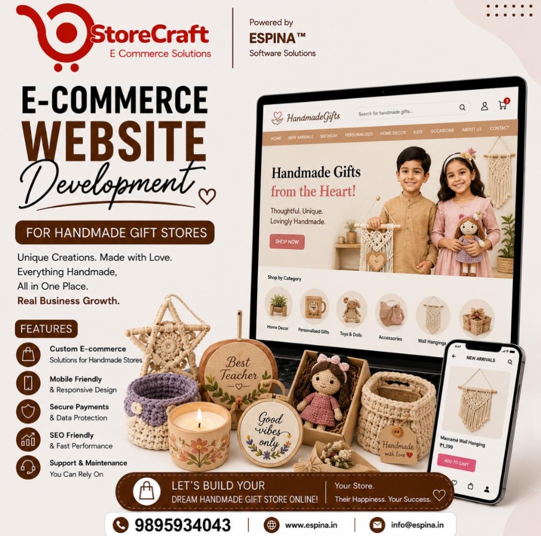 E-commerce website development for handmade gift store
