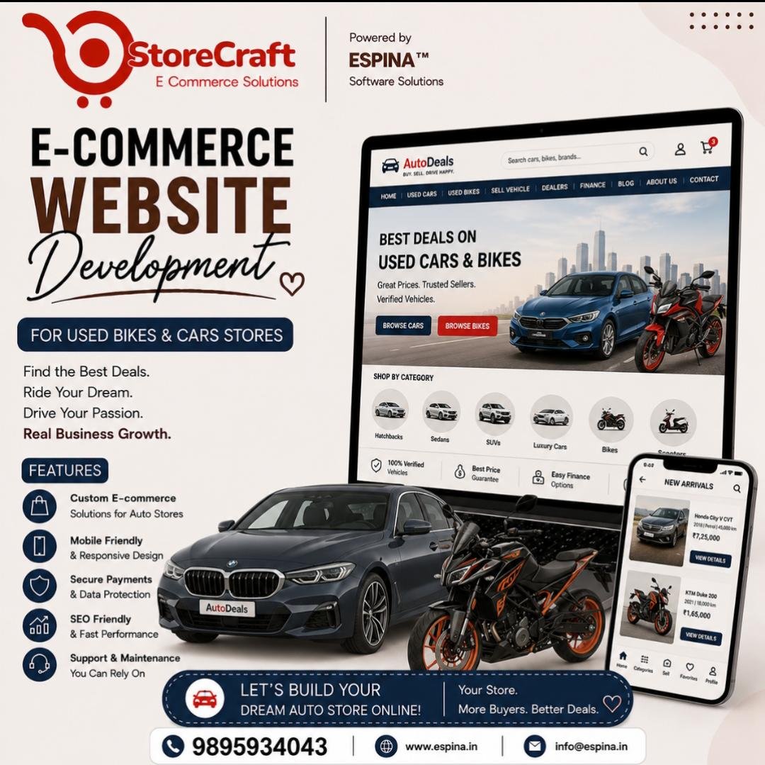 E-commerce website development for used bikes and car store